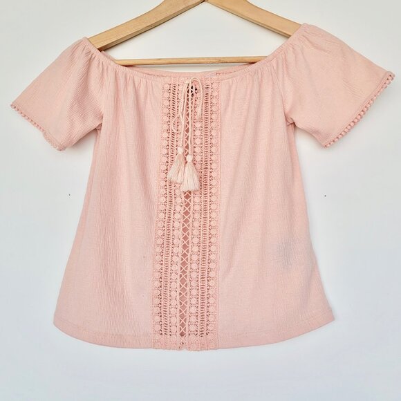 💕3/$30💕 H&M ❤️ Off The Shoulder Blouse in Old Rose By Divided - Picture 1 of 12
